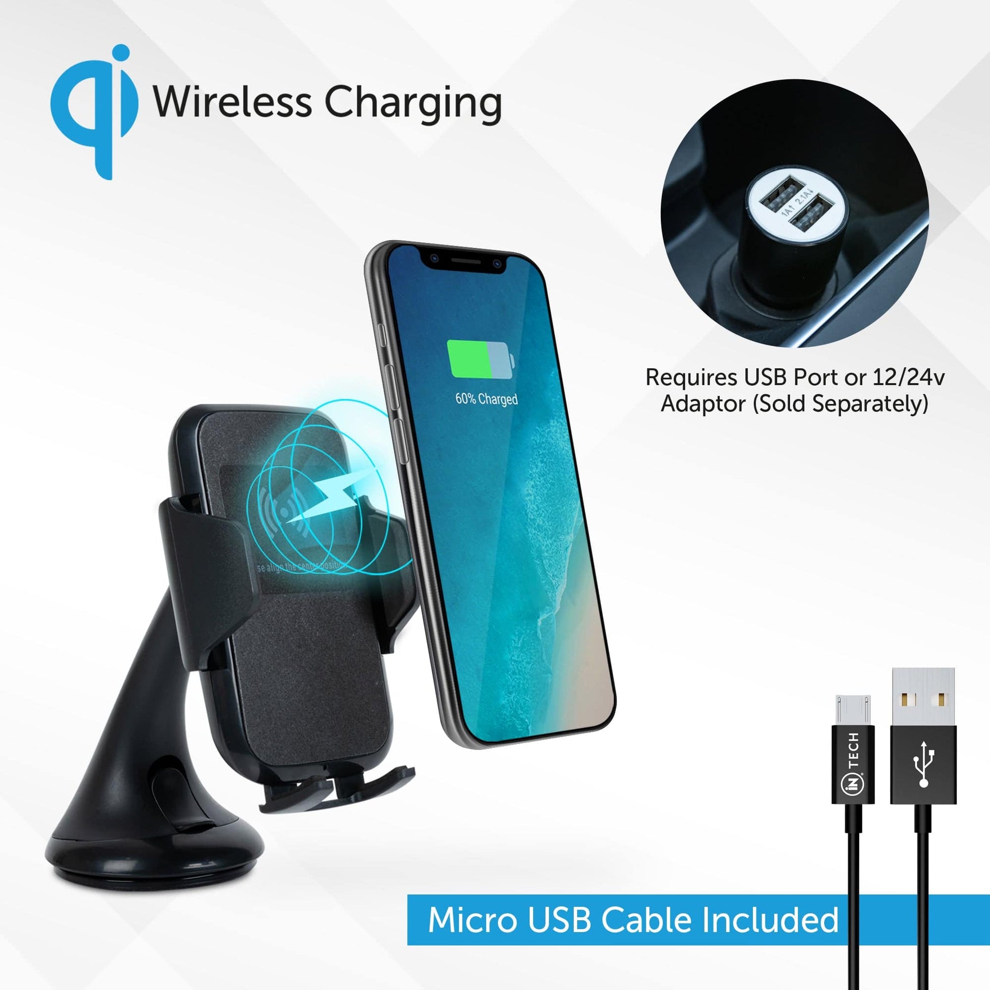 Qi Wireless Charging Phone Mount - DSL