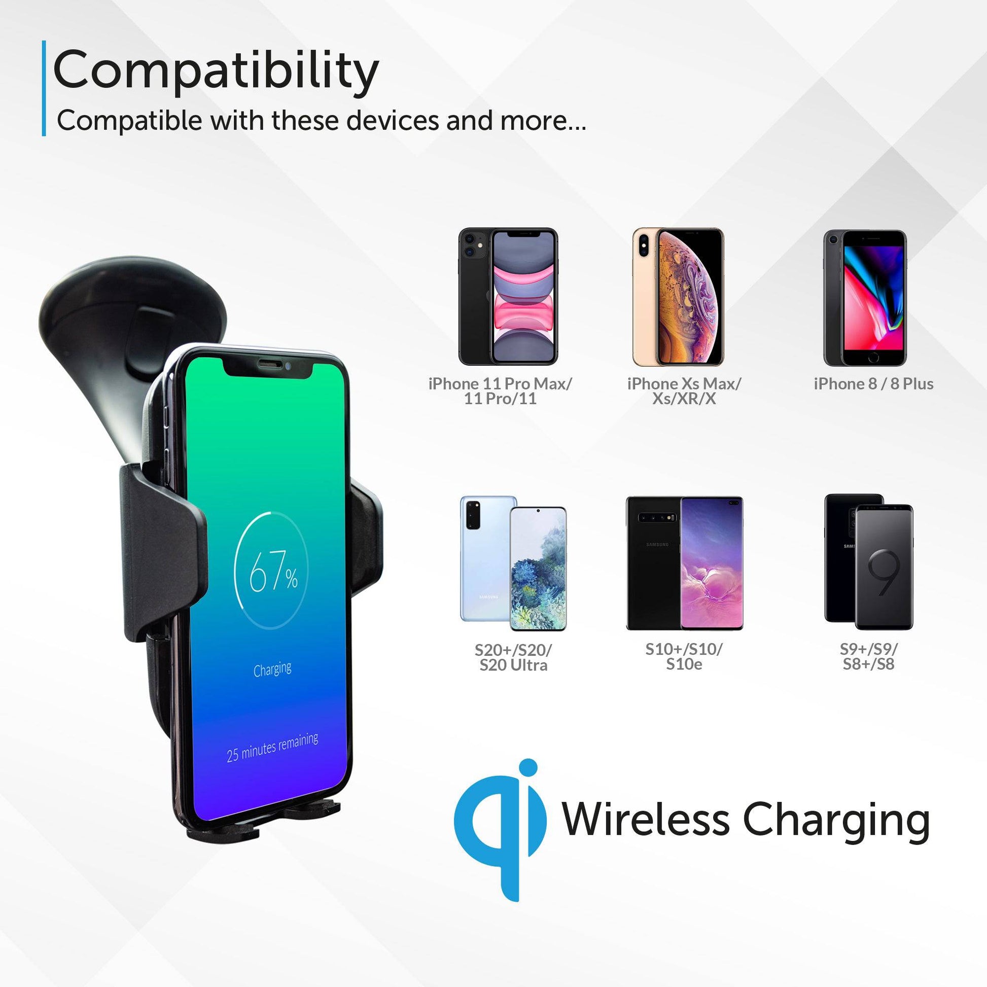 Qi Wireless Charging Phone Mount - DSL