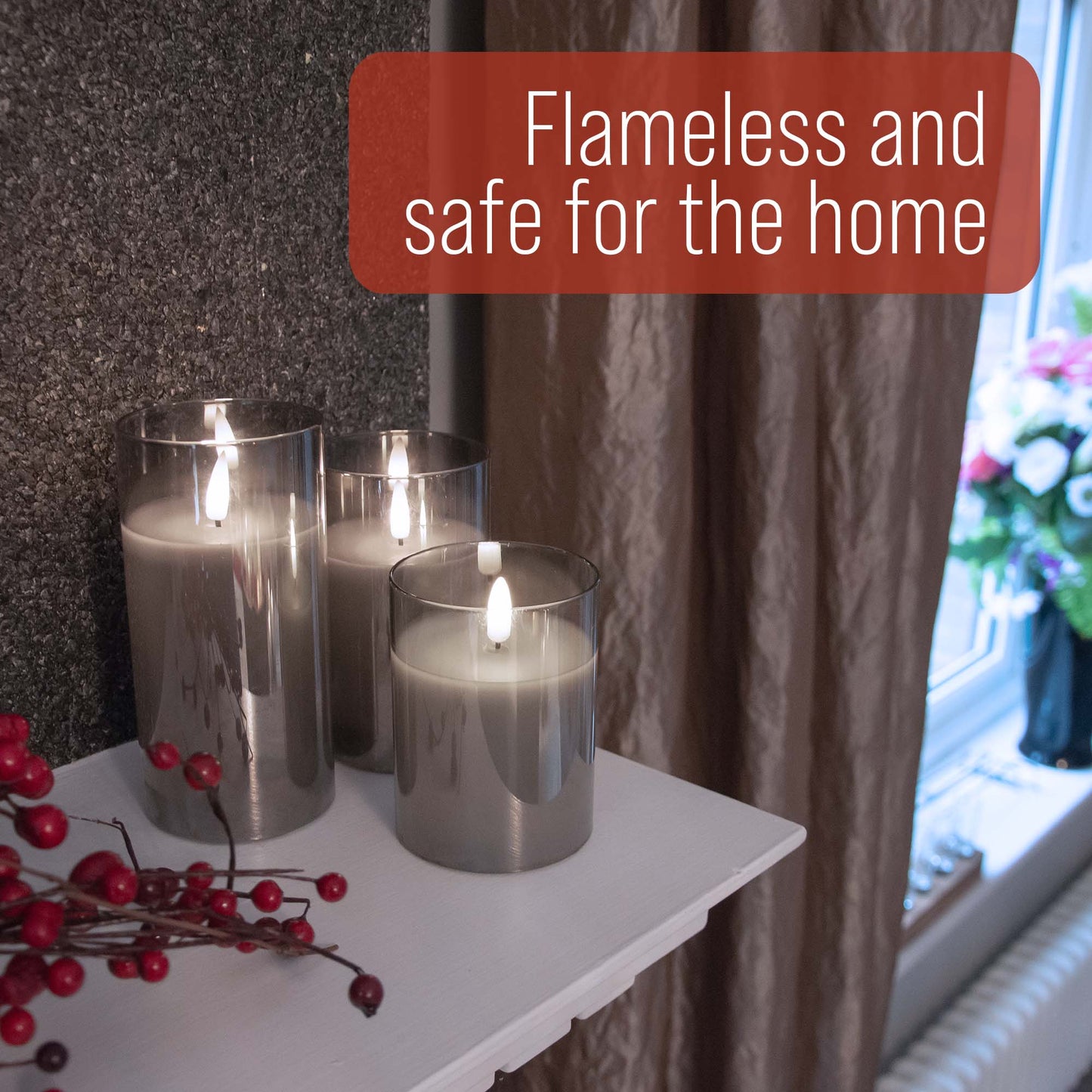 LED Flameless Candles Glass Set with Remote Control (Set of 2) - DSL