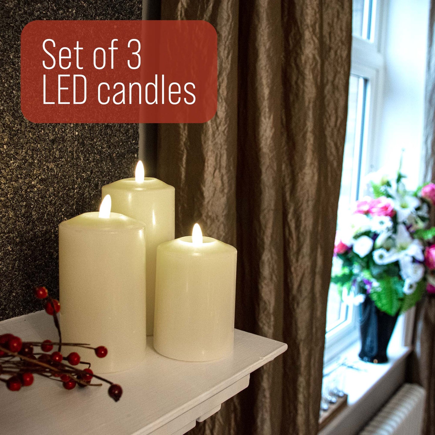 Neutral Flameless LED Candles (Set of 3) - DSL
