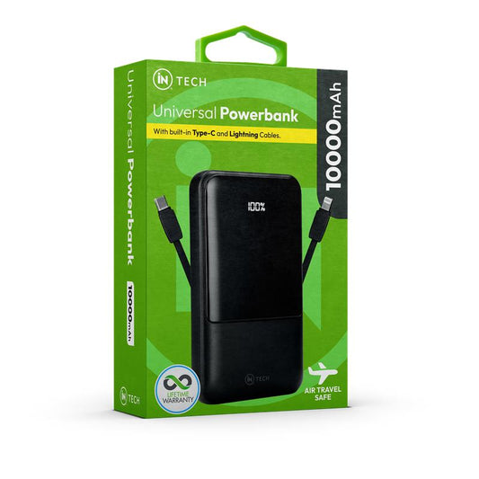 iN Tech 10,000 mAh Powerbank - Lightning & Type C