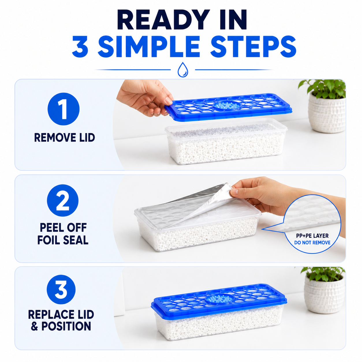 AeroDry Moisture Absorber 3 Pack, 500ml Disposable Dehumidifier Boxes