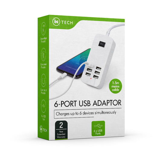 6-Port Powered USB Charging Hub - iN Tech