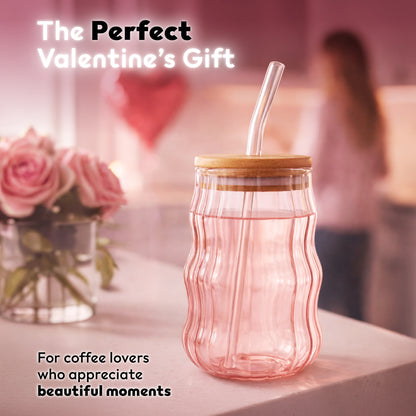 Wavy Iced Coffee Glass - Aesthetic Cold Brew Cup for Coffee Lovers - DSL