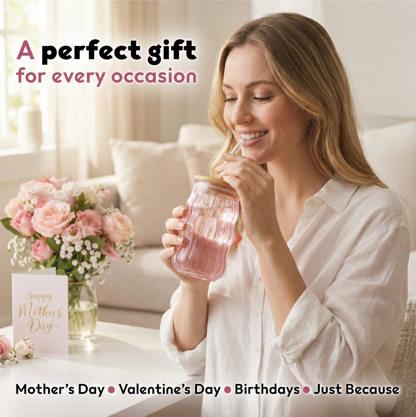 Wavy Iced Coffee Glass - Aesthetic Cold Brew Cup for Coffee Lovers - DSL