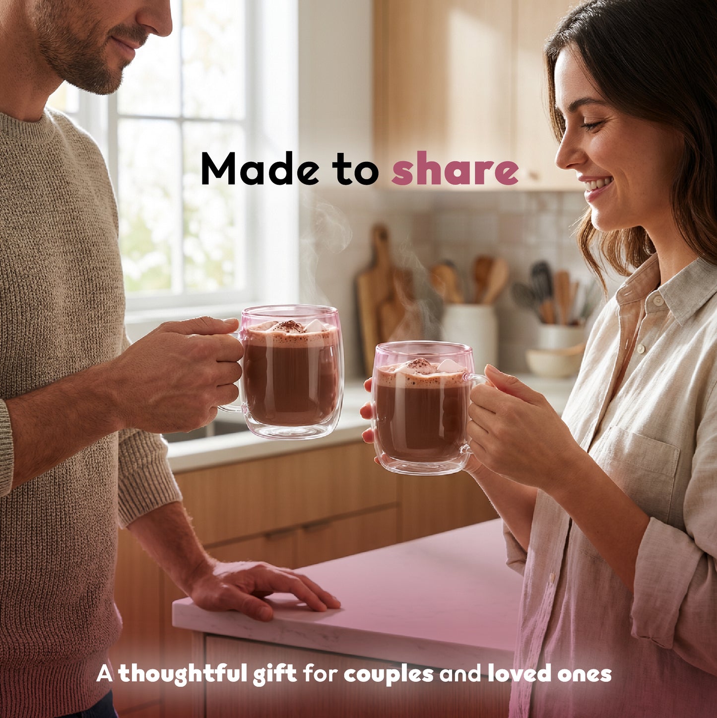 Glass Cup with 3D Heart – Clear Glass Mug Romantic Valentine’s Day Gift for Her & Him - DSL