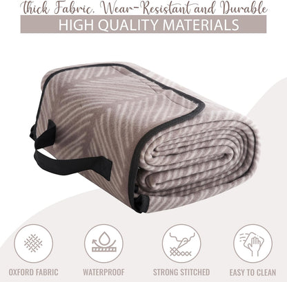 iN Premium Picnic Blanket Waterproof Backing - Waterproof Picnic Mat with Carrying Handle - Sand proof - Machine Washable -Generous Size 132cm x132cm - DSL