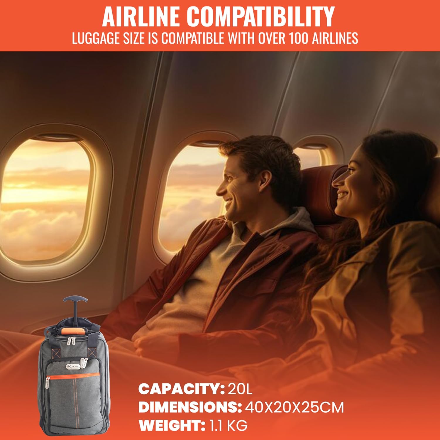 Cabin Bag | Lightweight Travel Holdall on Wheels - iN Ryanair