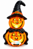 LED Colour Changing Ceramic Halloween Witch Pumpkin – Real Ceramic Halloween Decoration with Batteries Included – Indoor & Outdoor Use – 24x14cm Party Ornament