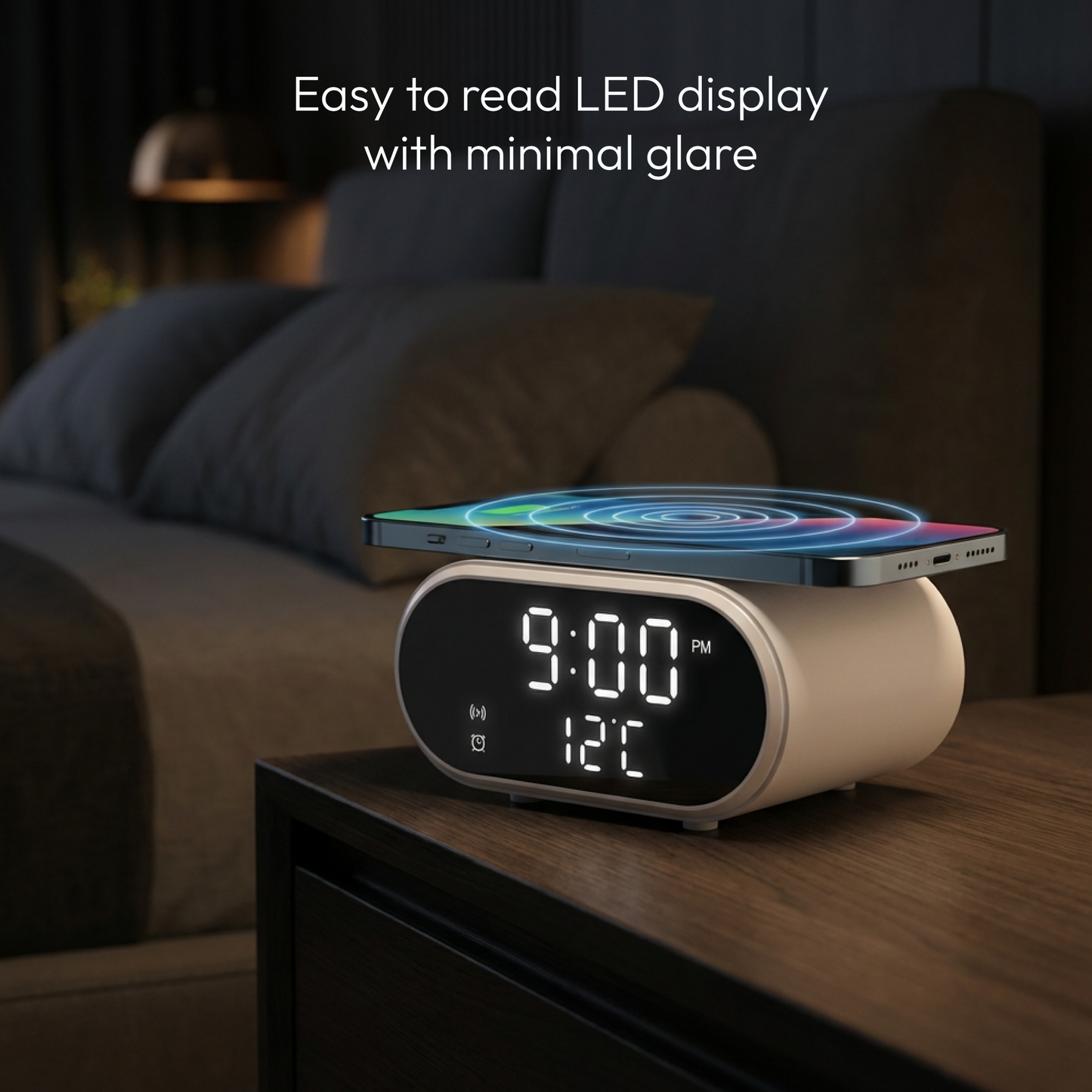 2-in-1 Digital Wireless Charging Alarm Clock | 15W Fast Qi Charger
