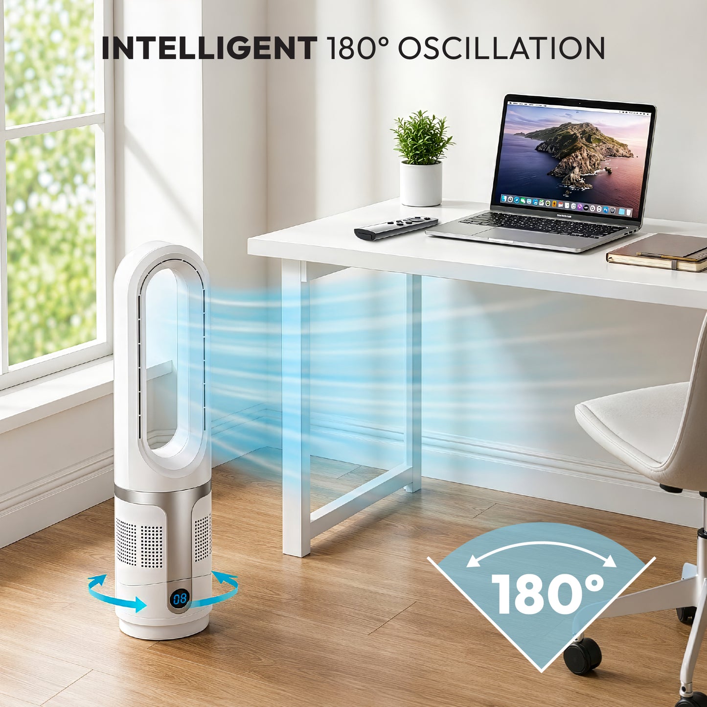 iN Bladeless Fan Cooler & Heater 3-in-1 with HEPA Air Purifier – 8 Speed with Remote Control | Hot & Cool Tower Fan | Allergen-Free Air