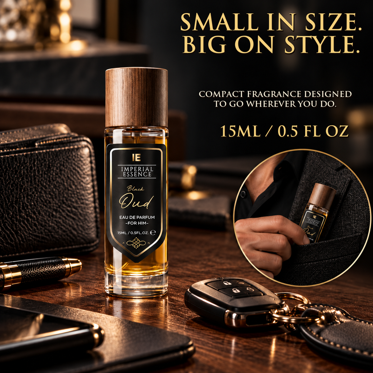 Travel Perfume 15ml – Long Lasting Eau de Parfum Fragrance Spray, Pocket-Sized Mini Perfume for Men