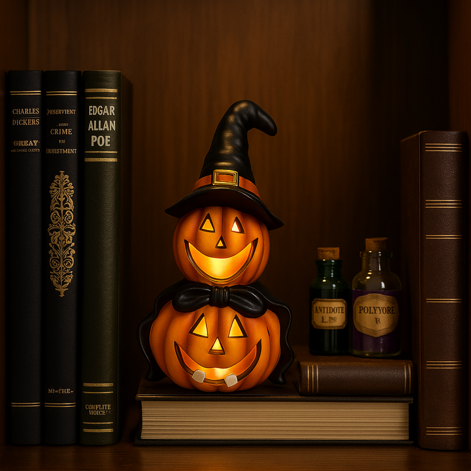 LED Colour Changing Ceramic Halloween Witch Pumpkin – Real Ceramic Halloween Decoration with Batteries Included – Indoor & Outdoor Use – 24x14cm Party Ornament - DSL