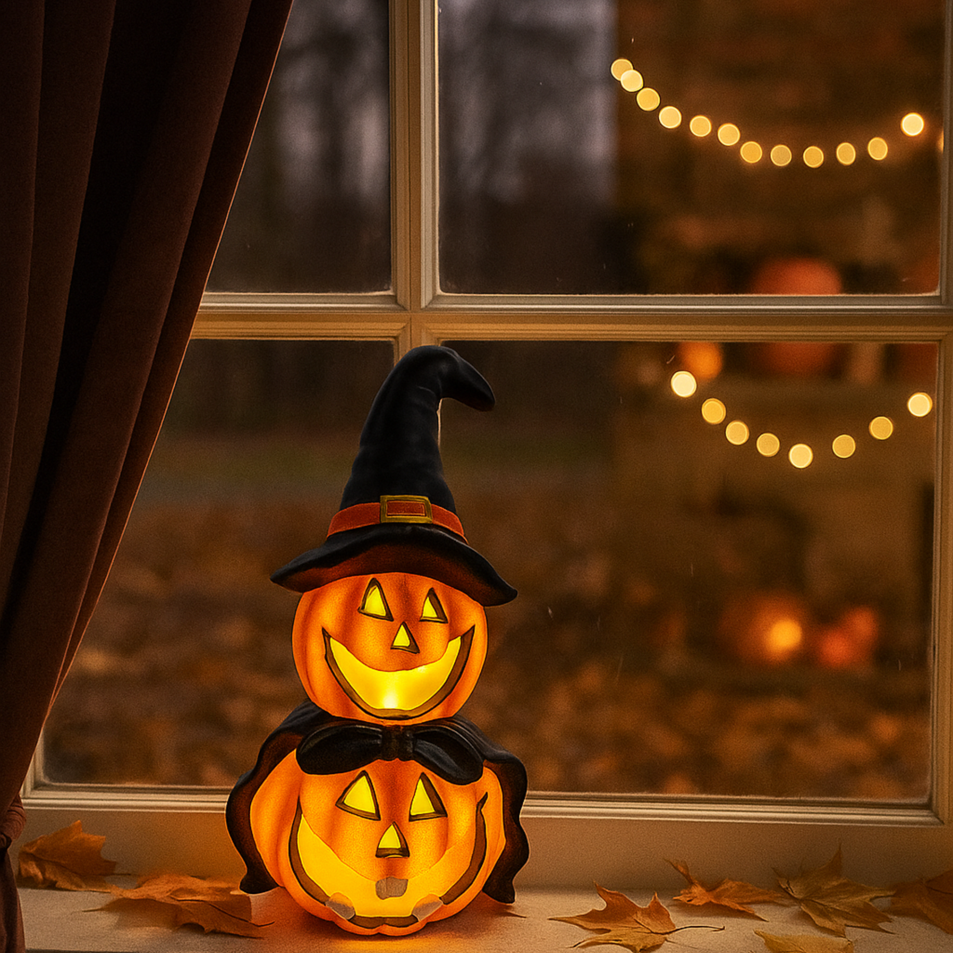 LED Colour Changing Ceramic Halloween Witch Pumpkin – Real Ceramic Halloween Decoration with Batteries Included – Indoor & Outdoor Use – 24x14cm Party Ornament - DSL