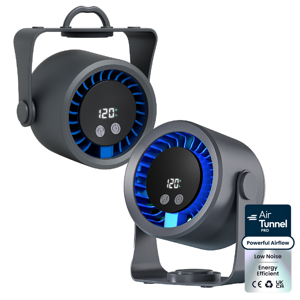 iN Rechargeable Desk Fan with Digital Display, Multiple Speed Adjustable, 360° Rotatable Quiet, Type-C Charging Portable Cooling Fan