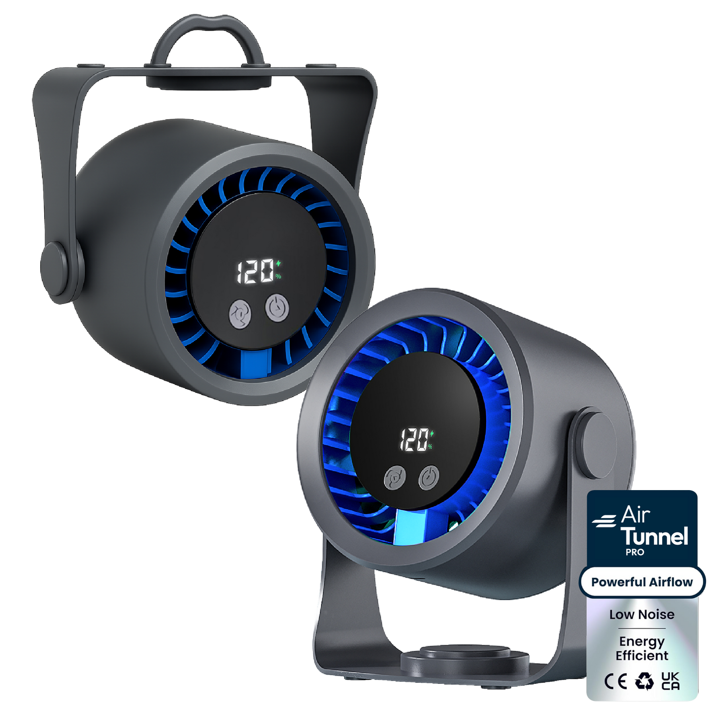 iN Rechargeable Desk Fan with Digital Display, Multiple Speed Adjustable, 360° Rotatable Quiet, Type-C Charging Portable Cooling Fan