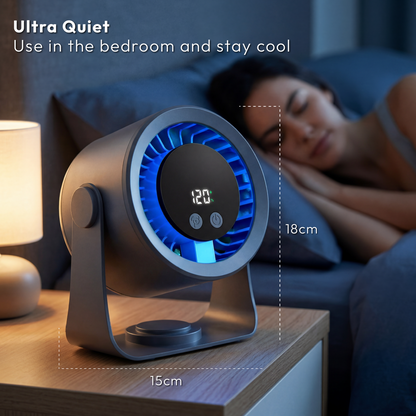 iN Rechargeable Desk Fan with Digital Display, Multiple Speed Adjustable, 360° Rotatable Quiet, Type-C Charging Portable Cooling Fan