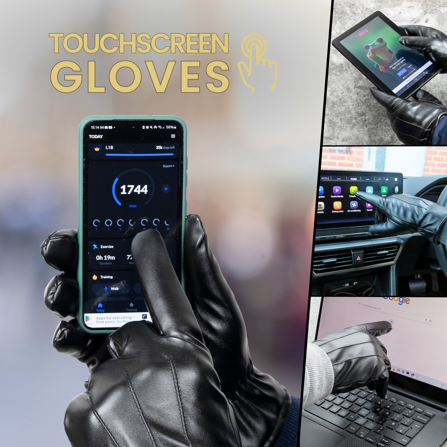 Leather Unisex Touchscreen Gloves - iN Style - DSL