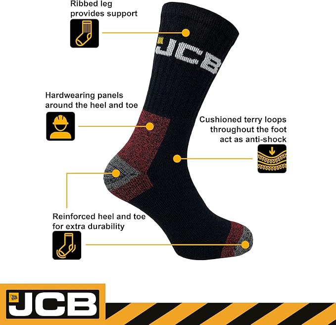 JCB Work Socks - Work Wear Boot Socks - DSL