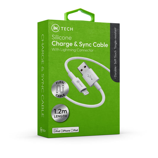 Silicone Lightning Charge & Sync Cable – 1.2m Flexible Cable for iPhone, iPad & Apple Devices