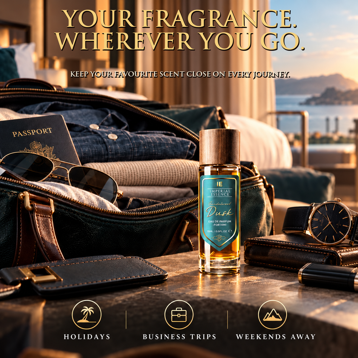 Travel Perfume 15ml – Long Lasting Eau de Parfum Fragrance Spray, Pocket-Sized Mini Perfume for Men