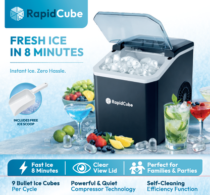 iN Ice Maker Machine – 9 Bullet Ice Cubes in 8 Mins, 12kg Daily Output