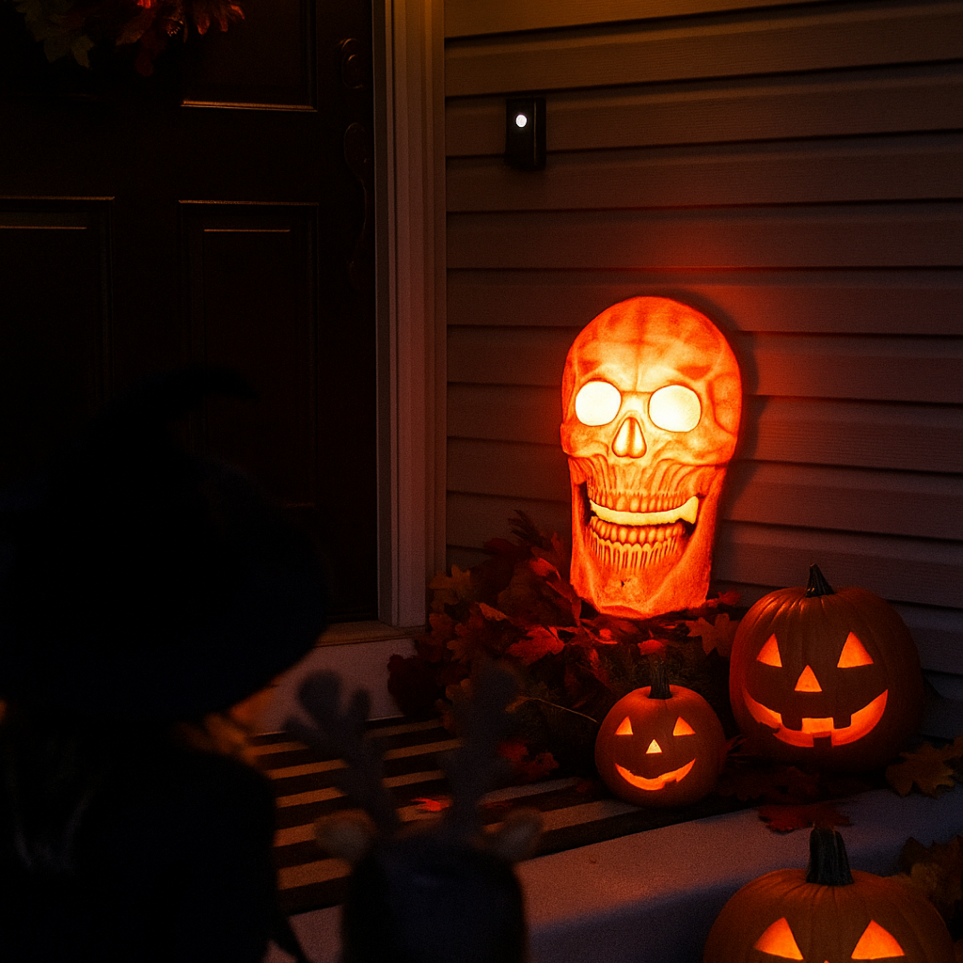 iN Halloween Spooky LED Skull - Colour Changing LED Lights - Spooky Sounds - Motion Detection - Halloween Decoration Size 19 x 8 x 30 cm - DSL