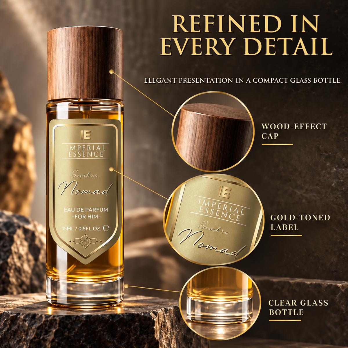 Travel Perfume 15ml – Long Lasting Eau de Parfum Fragrance Spray, Pocket-Sized Mini Perfume for Men