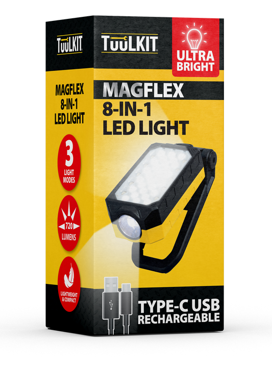TuuLKIT 8-in-1 Ultra Bright LED Work Light - Type-C USB Rechargeable