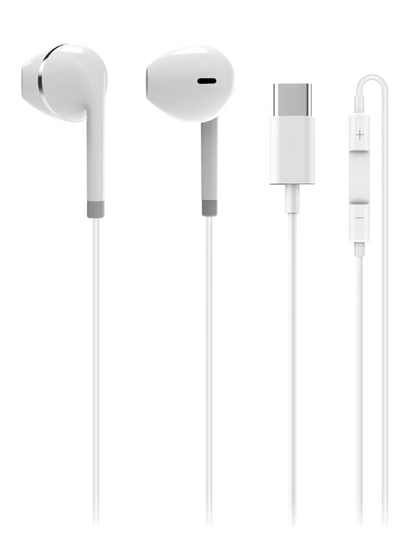 USB Type-C Earphones with Mic & Playback Controls – 1.2m Cable, Noise Reduction