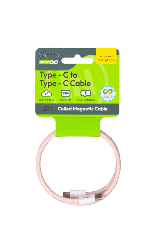iN USB-C to USB-C Charger Cable 3.3ft – Magnetic, 60W Fast-Charging, Nylon Braided