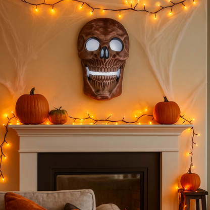 iN Halloween Spooky LED Skull - Colour Changing LED Lights - Spooky Sounds - Motion Detection - Halloween Decoration Size 19 x 8 x 30 cm - DSL
