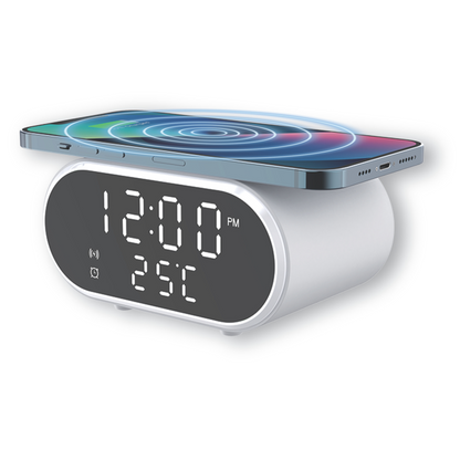 2-in-1 Digital Wireless Charging Alarm Clock | 15W Fast Qi Charger