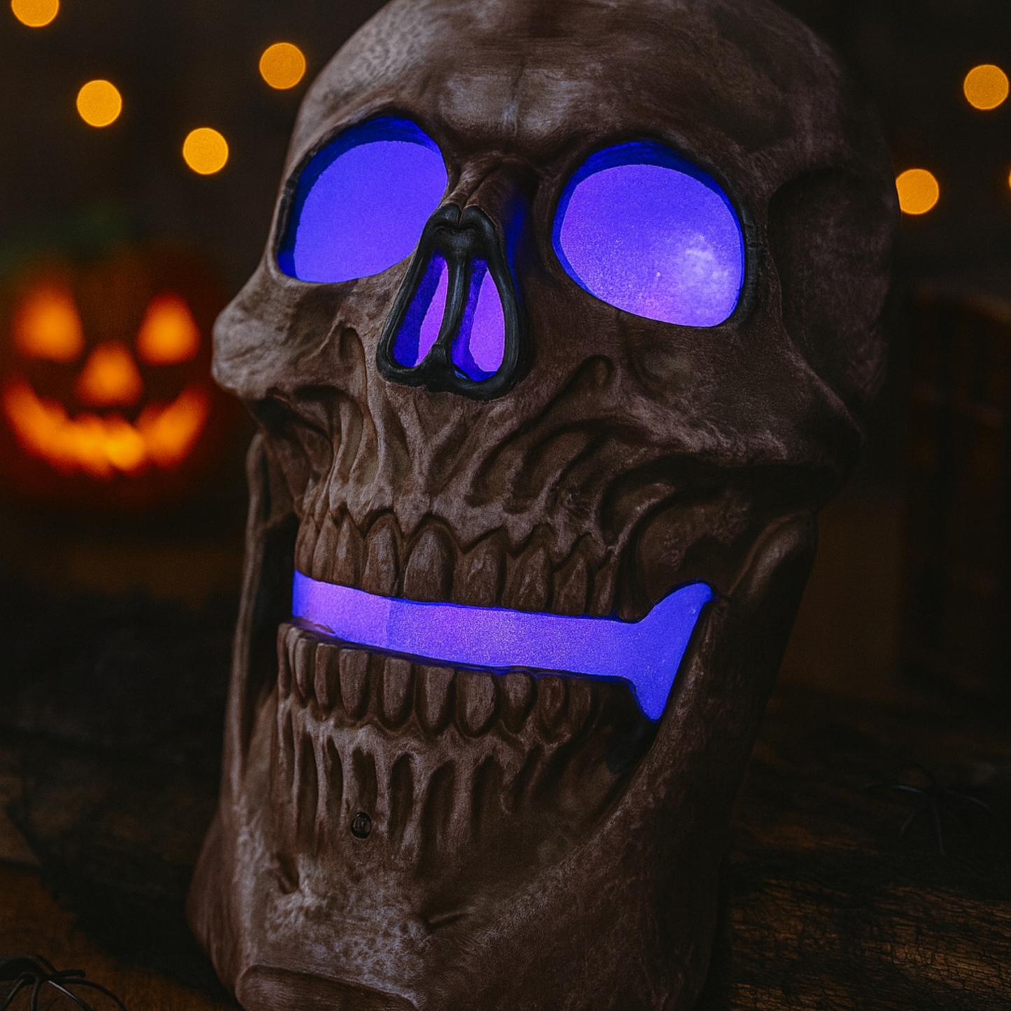 iN Halloween Spooky LED Skull - Colour Changing LED Lights - Spooky Sounds - Motion Detection - Halloween Decoration Size 19 x 8 x 30 cm - DSL