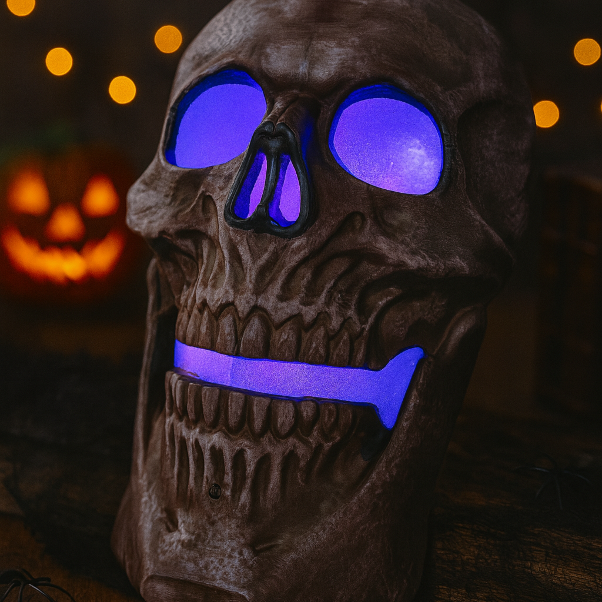 iN Halloween Spooky LED Skull - Colour Changing LED Lights - Spooky Sounds - Motion Detection - Halloween Decoration Size 19 x 8 x 30 cm - DSL