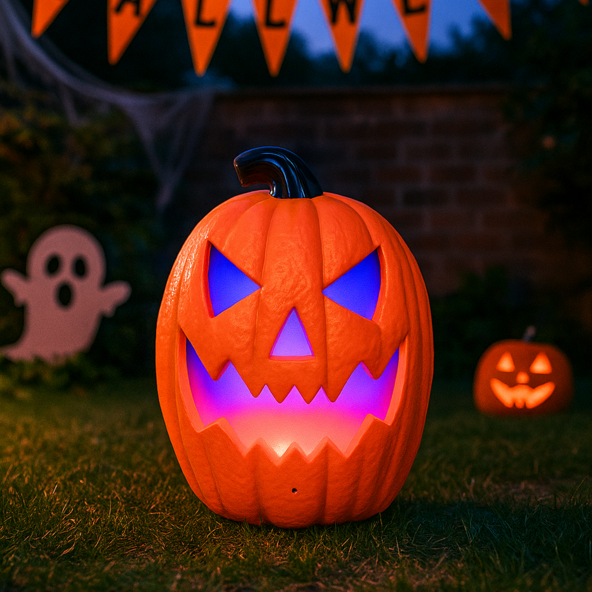iN Halloween LED Pumpkin - Halloween Decoration - Colour Changing - Spooky Sounds - Motion Detection -Size 21.5x10x30cm - DSL