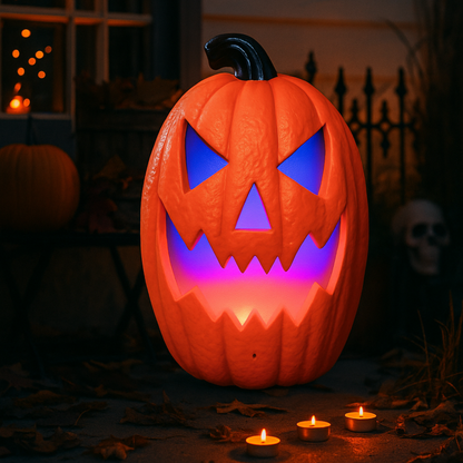 iN Halloween LED Pumpkin - Halloween Decoration - Colour Changing - Spooky Sounds - Motion Detection -Size 21.5x10x30cm - DSL