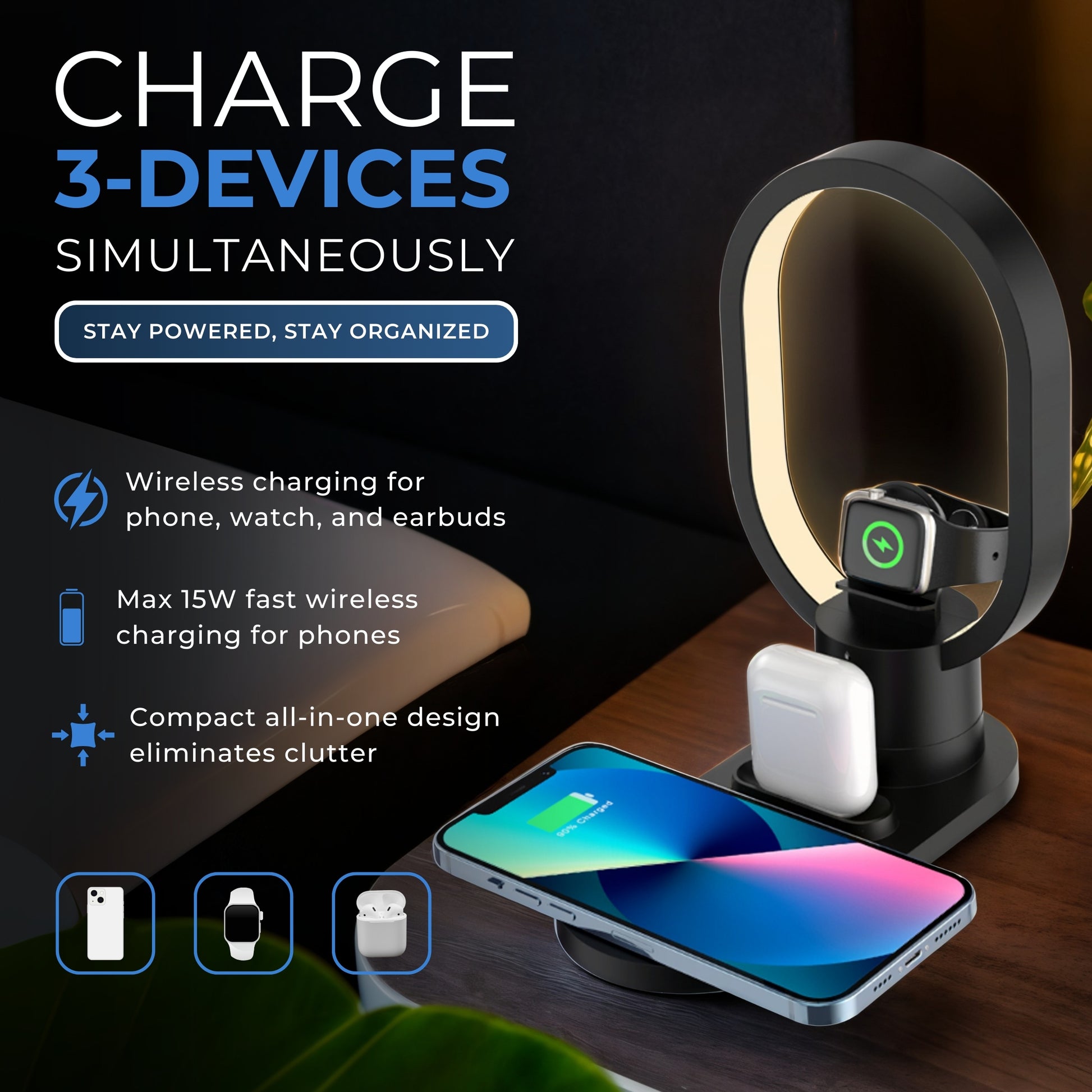 3-in-1 Wireless Charging Station for Apple Devices| Wireless Charger for Apple Watch & AirPods - DSL