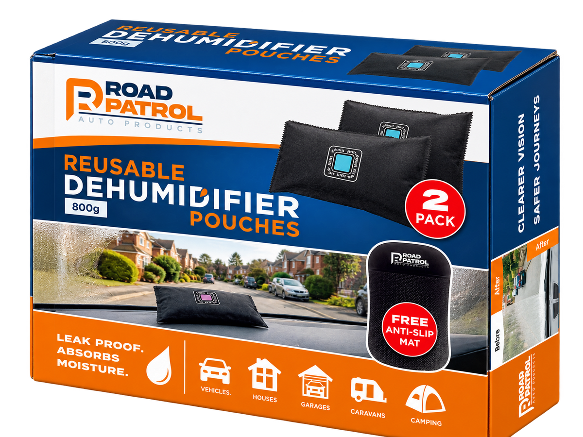 RoadPatrol Reusable Dehumidifier Bags – 2 Pack Moisture Absorber Pouches for Cars, Homes, Caravans & Garages - DSL