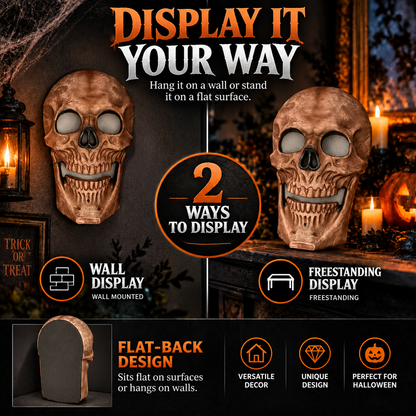 iN Halloween Spooky LED Skull - Colour Changing LED Lights - Spooky Sounds - Motion Detection - Halloween Decoration Size 19 x 8 x 30 cm