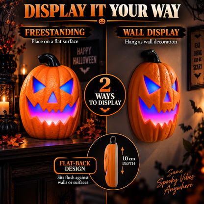 iN Halloween LED Pumpkin - Halloween Decoration - Colour Changing - Spooky Sounds - Motion Detection -Size 21.5x10x30cm