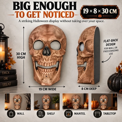 iN Halloween Spooky LED Skull - Colour Changing LED Lights - Spooky Sounds - Motion Detection - Halloween Decoration Size 19 x 8 x 30 cm