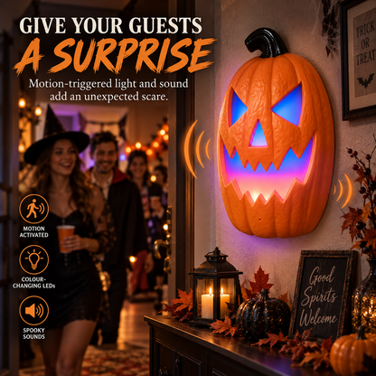 iN Halloween LED Pumpkin - Halloween Decoration - Colour Changing - Spooky Sounds - Motion Detection -Size 21.5x10x30cm