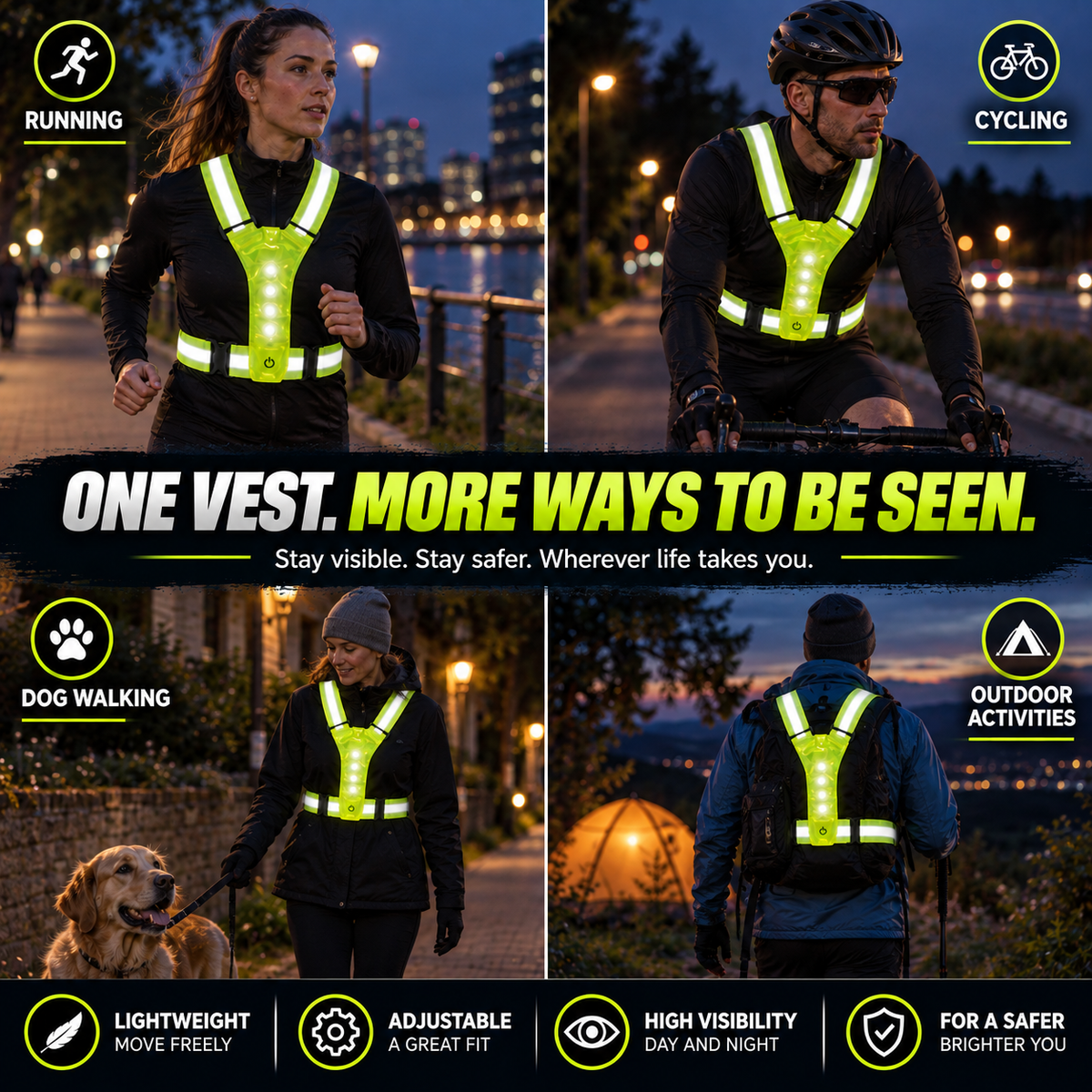 LED Strap 'n' Secure Hi Vis Lumivest - DSL