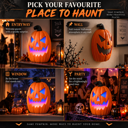iN Halloween LED Pumpkin - Halloween Decoration - Colour Changing - Spooky Sounds - Motion Detection -Size 21.5x10x30cm