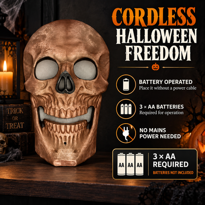 iN Halloween Spooky LED Skull - Colour Changing LED Lights - Spooky Sounds - Motion Detection - Halloween Decoration Size 19 x 8 x 30 cm