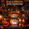 LED Colour Changing Ceramic Halloween Witch Pumpkin – Real Ceramic Halloween Decoration with Batteries Included – Indoor & Outdoor Use – 24x14cm Party Ornament
