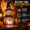LED Colour Changing Ceramic Halloween Witch Pumpkin – Real Ceramic Halloween Decoration with Batteries Included – Indoor & Outdoor Use – 24x14cm Party Ornament