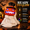 iN LED Colour Changing Ceramic Halloween Pumpkin Skeleton – Light-Up Halloween Decoration - Batteries Included – 19x17cm – Indoor Party Décor Ornament