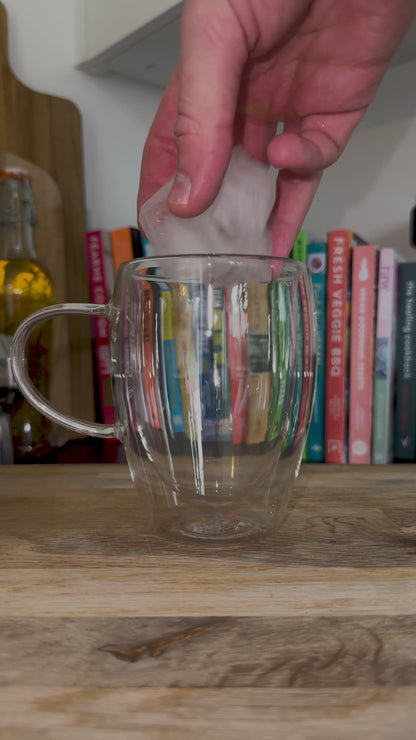 iN Insulated Glass Mug 350ml – Double Wall Borosilicate Glass Coffee Cup for Hot & Cold Drinks